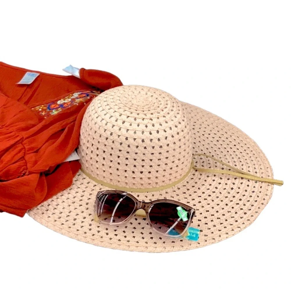 NWT pink blush floppy straw hat